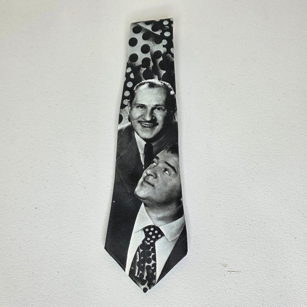 Ralph Marlin Abbott And Costello Tie Mens Black White Novelty Comedy 1940s